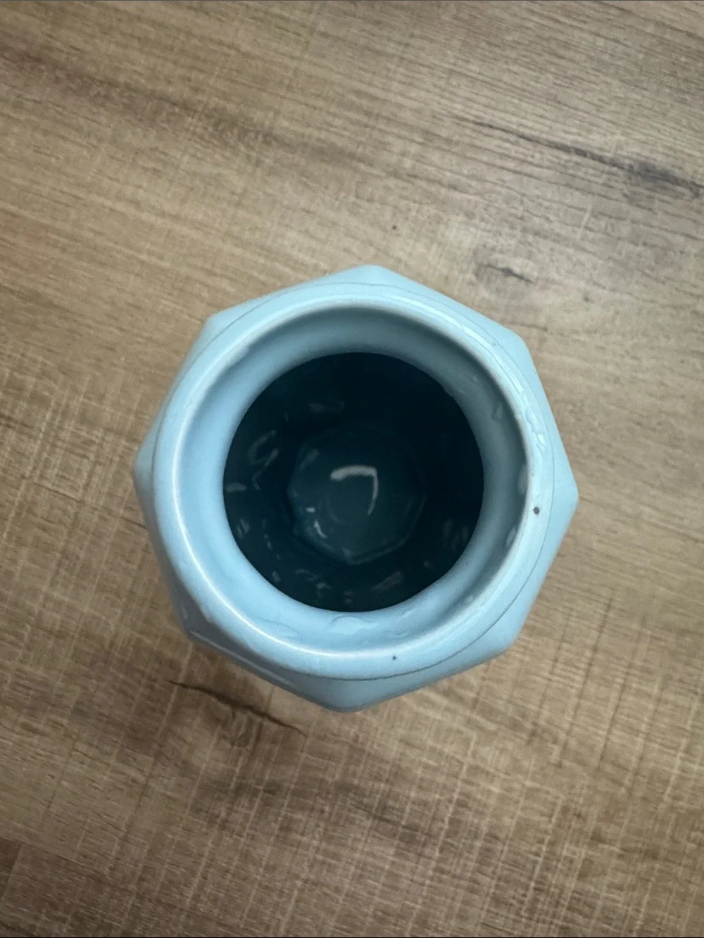 Vintage Made in Japan Aqua Blue Ceramic Vase 6.25” Faceted MCM Japandi Decor